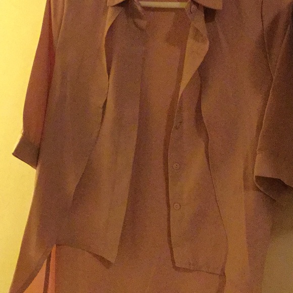 🆕Lolita Unique Mauve Pink High Low Button Up Blouse With 3/4 Sleeves - Picture 6 of 6
